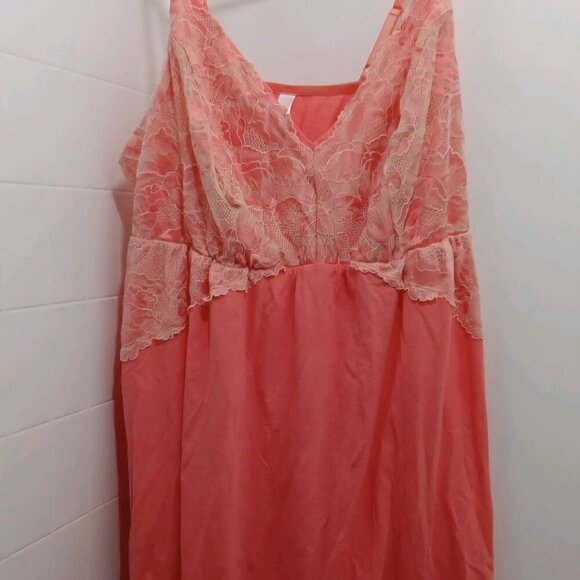 Sleep by cacique sexy Coral salmon lace adjustable strap chemise gown 18/20 - Picture 2 of 4